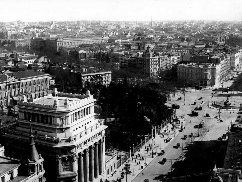 Vista aérea histórica de la Gran Vía de Madrid